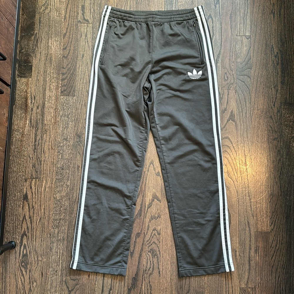 Adidas Men’s Track Pants Size Small Dark Green White Stripes